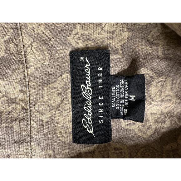 Eddie Bauer Men's Casual Floral Print Linen-Cotton Blend Button Up - Medium - Picture 3 of 5